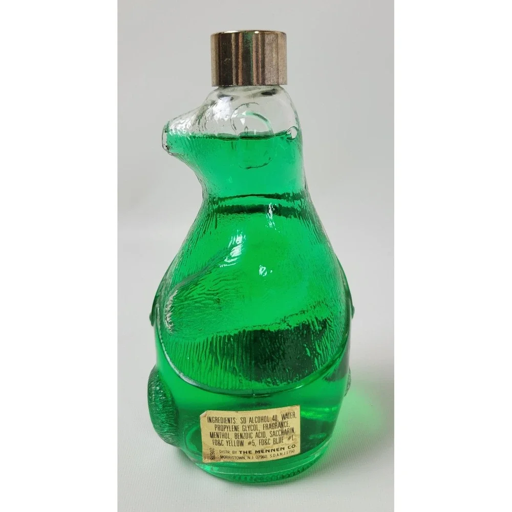 Vintage Mennen‎ Skin Bracer After Shave Bear Glass Bottle Decanter 7oz Green